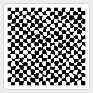 Warped Checkerboard, Black and White Magnet